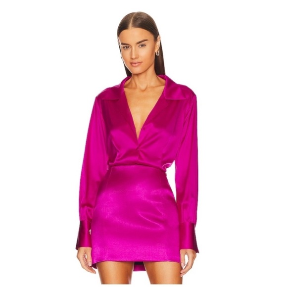 Frame Denim Seamed Pink Metallic Mini A-Line Skirt - Picture 2 of 11